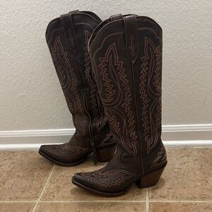 Ariat Dark Brown Western Embroidered Leather Riding Boots